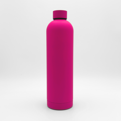 The Core Series Plus | Blush Magenta, a bright pink cylindrical leakproof water bottle with a matching screw-on cap, stands upright on a plain white background.